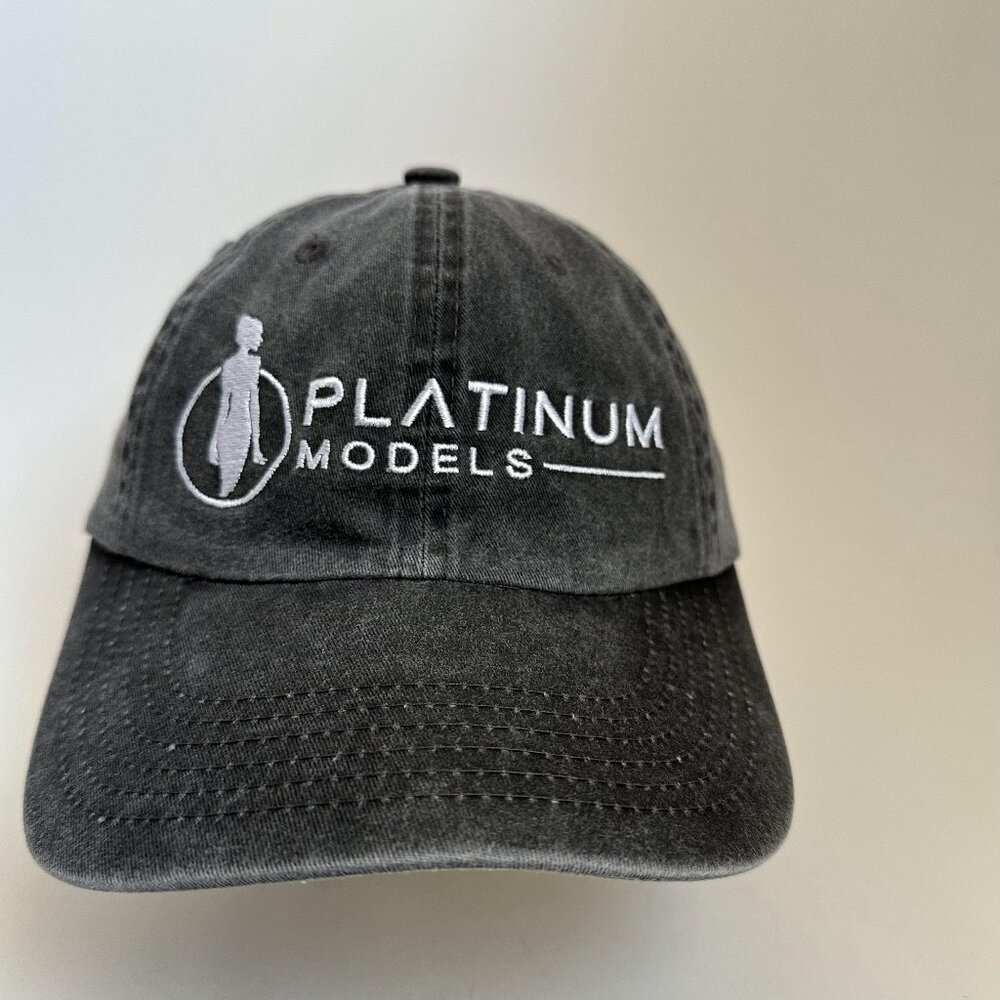 Platinum Models Port Authority Dad Hat Adjustable Strap Back Cap Gray Embroidery